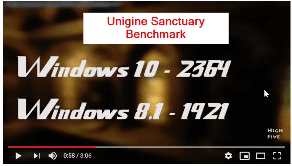 Unigine Sanctuary Benchmark win 10 vs 8.1 gaming benchmarks