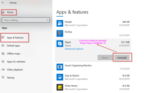 Uninstall Skype Uwp App Windows 10