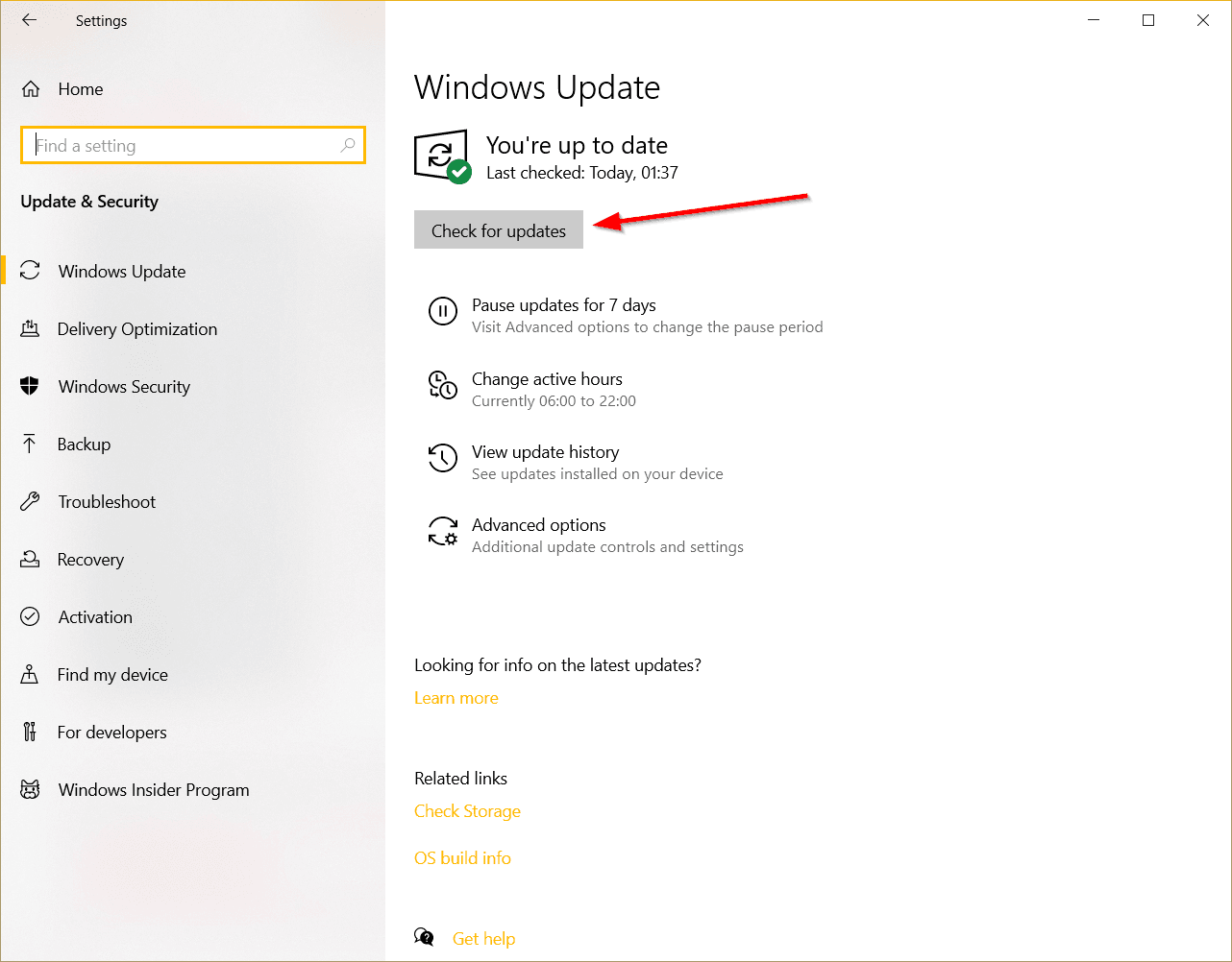 Check For Windows 10 Updates