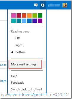 Options icon and More settings - Outlook.com