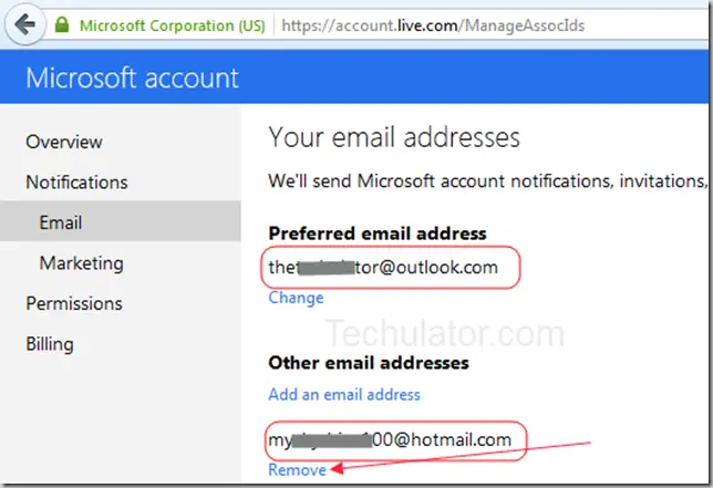 Remove-Hotmail-address-outlook.com