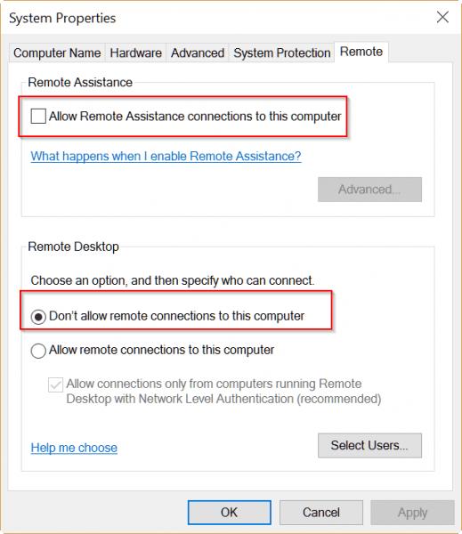 uncheck remote desktop computer option to speed up windows 10