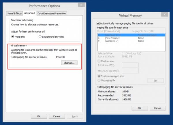 increase paging file size in windows 10