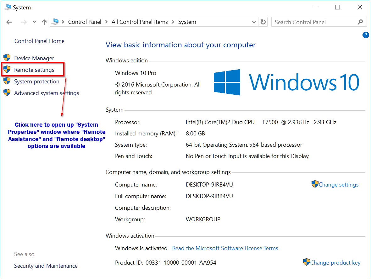 remote-settings-windows-10