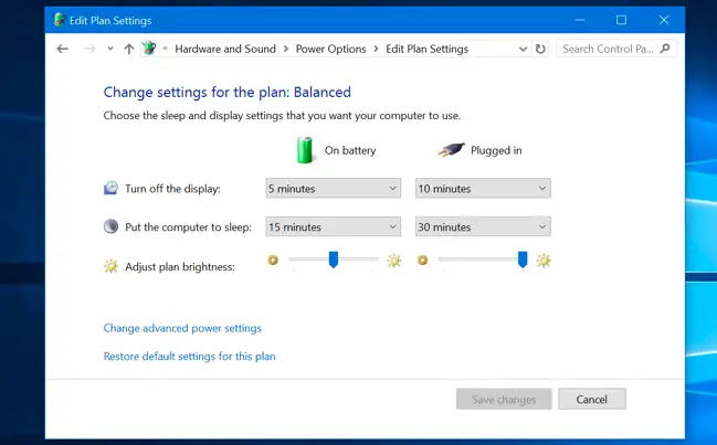 increase or reduce when on or off battery power