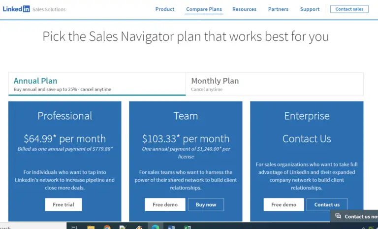 Linkedin Sales Navigator Monthly Cost