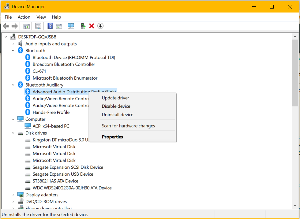 Fix That didn't work. Make sure your Bluetooth device is still