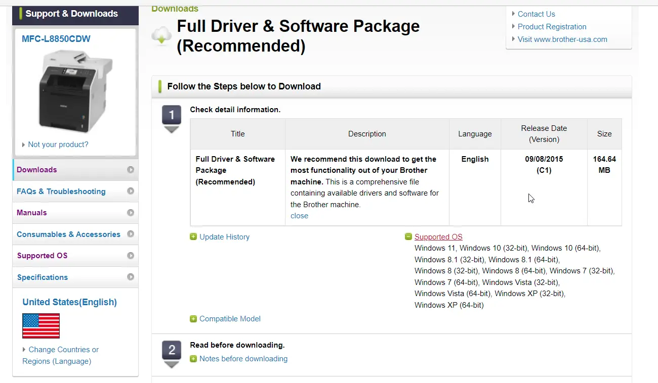 full driver software package brother machine