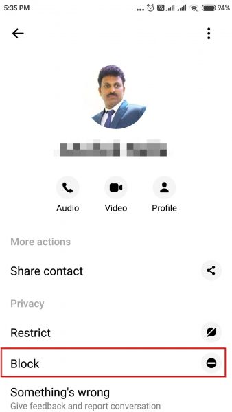remove contacts on messenger