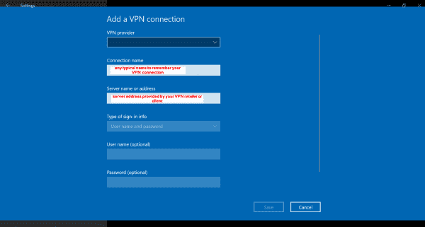 Vpn Server Setup Fields Windows 10