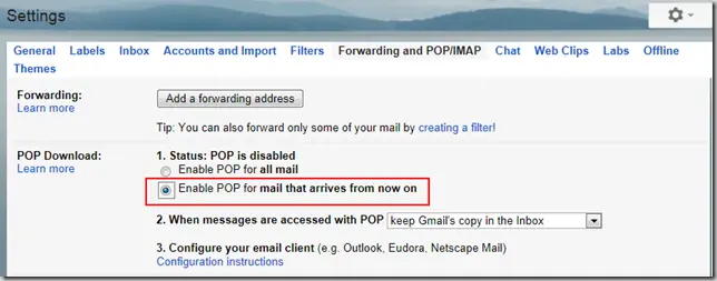 Enable Pop In Gmail