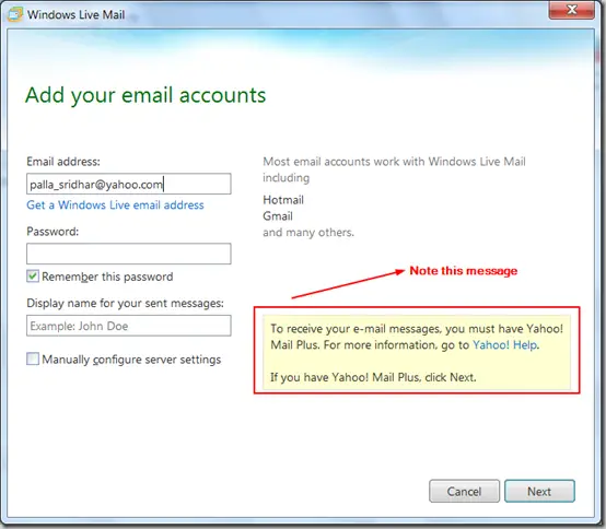 Add Your Email Accounts - Yahoo Account