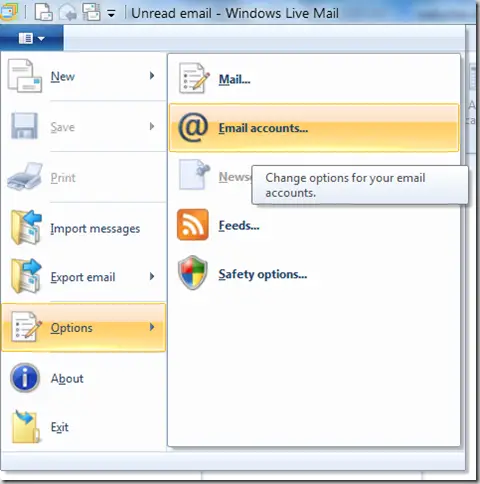 Windows Live Mail 2012 Settings