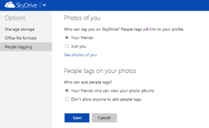 People Tagging Options in SkyDrive