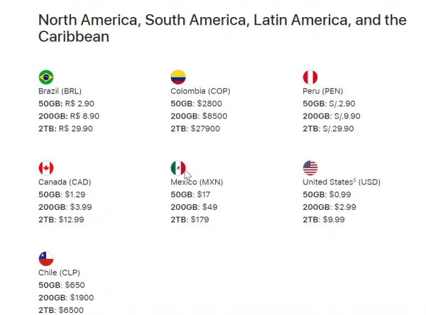 icloud storage plans pricing