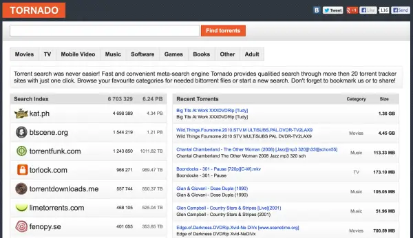 Tornado - Torrent Search Engine