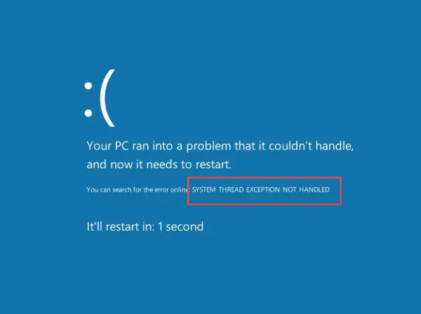system_thread_exception_not_handled_windows_8.1_blue_screen_error