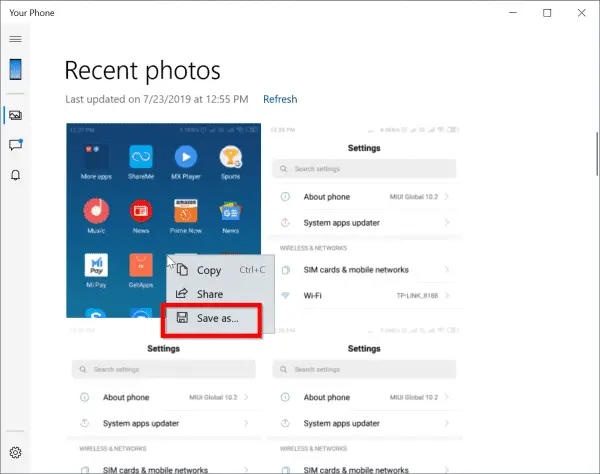 Save Screenshot From Android Phone To Windows 10 Pc