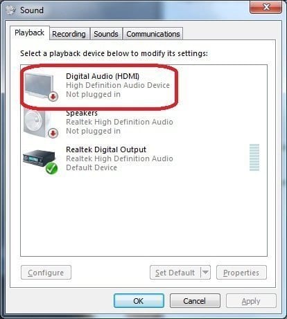 hdmi audio doesnt work on windows 10