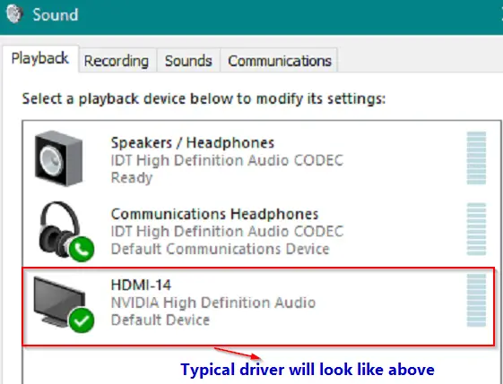 change default sound device windows 10