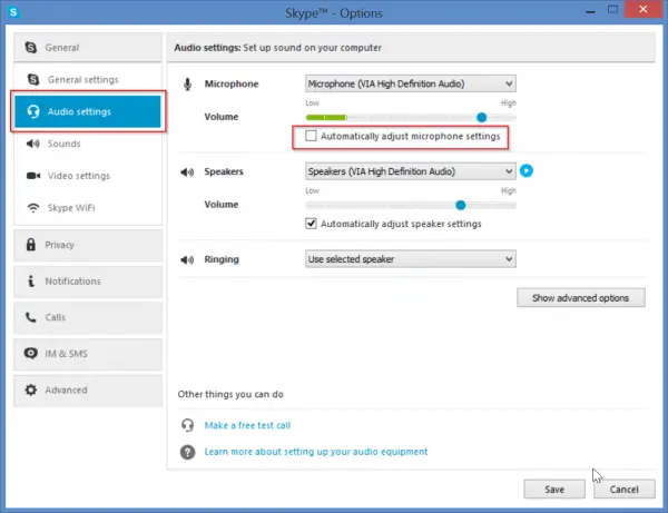 Fix low mic volume problem in Skype