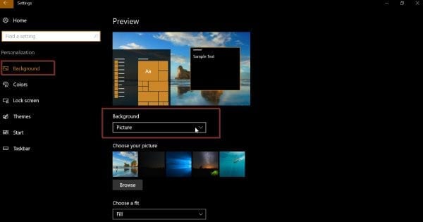 Make Windows 10 Background Less Graphics