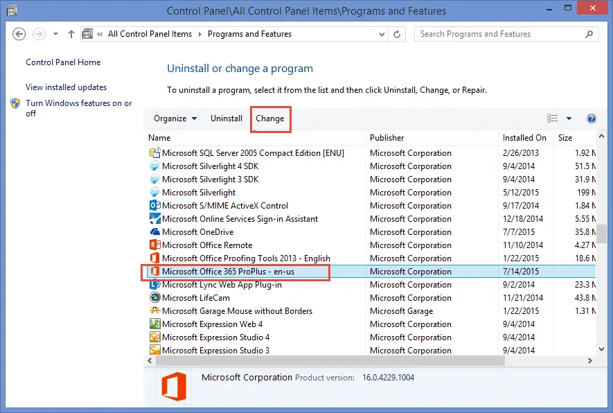 reinstall word 2016