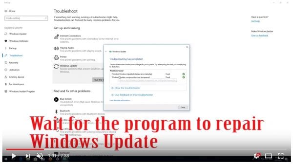 windows 10 update database error detected