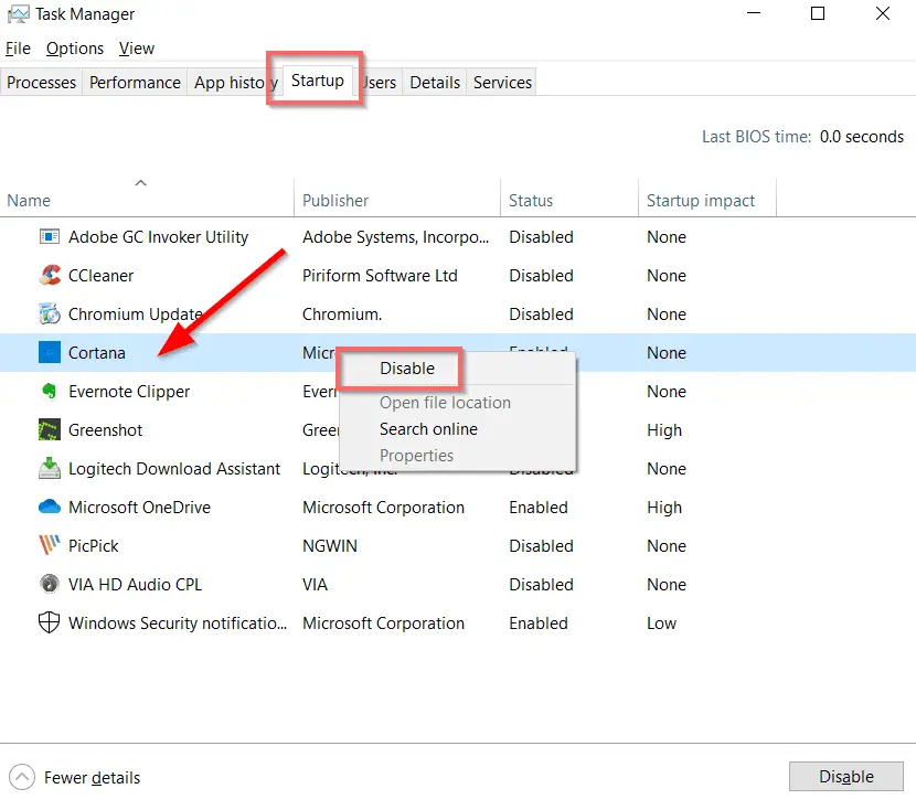 disable cortana