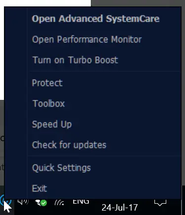 IOBit Advanced Systemcare Pro 10 Review - My Experience and Features 1 System Tray Options For Advanced Systemcare Pro