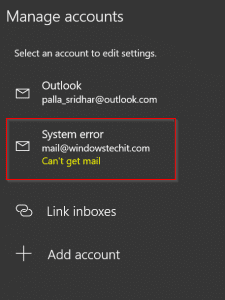 mail system error