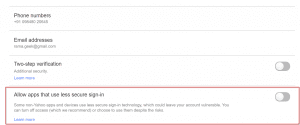 allow apps that use less secure sign in yahoo mail windows 10