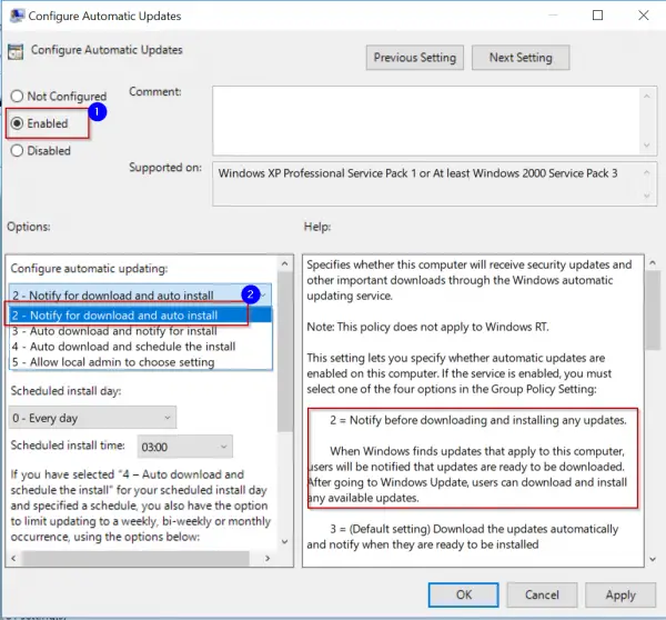 Configure Automatic Updates Option Block Win 10 October Update
