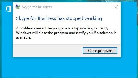 skype for business stopped working