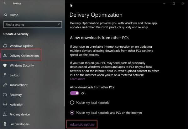 Delivery Optimization in Windows 10 – Speed Up Download and Upload of Store Apps and Updates
