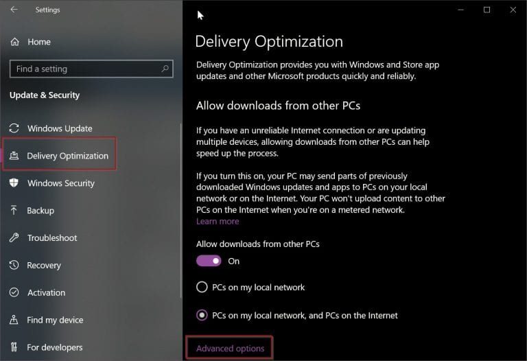 Delivery Optimization In Windows 10 – Speed Up Download And Upload Of Store Apps And Updates