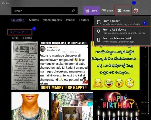 Photos App Windows 10 Import Feature From Redmi Note 4