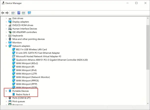 Install the Right Driver for USB to work in Note 4 8 Portable Device Redmi Note 4