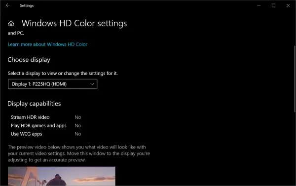 windows 10 hd color settings 1809