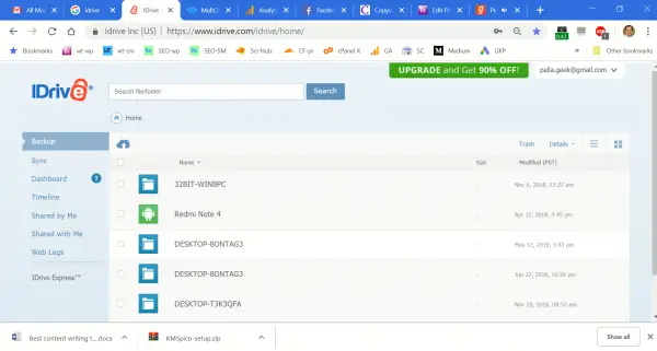 Idrive Backup Web Interface