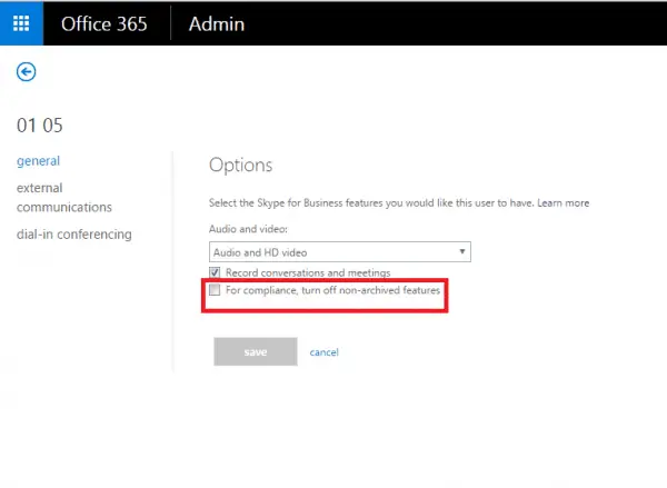 Office 365 Skype For Business Compliance Issues