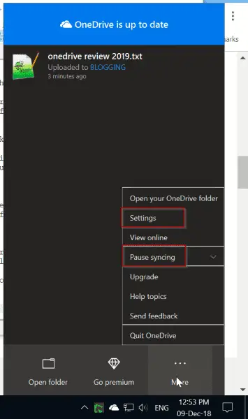 Onedrive Settings