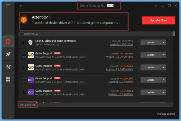 driver updater software scan results