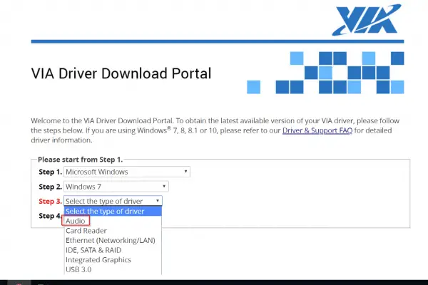 How to Update Sound Card Drivers Windows 10 - Different Methods 9 Select Audio Via Driver Download Panel