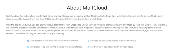 about multcloud features