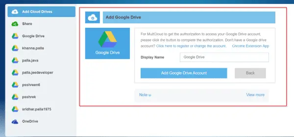 add google drive in multcloud