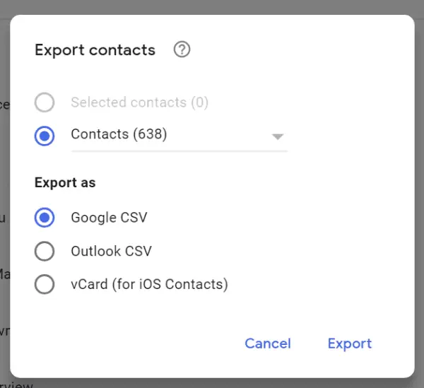 export gmail contacts 2019