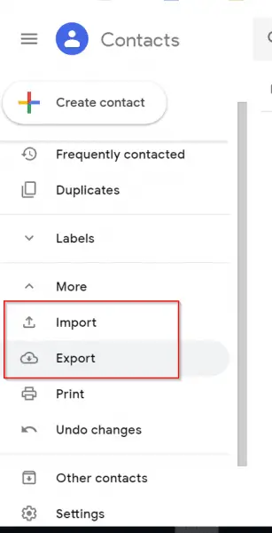 import export gmail contacts