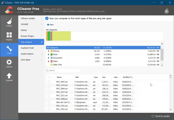 disk space analyzer windows 10 pc