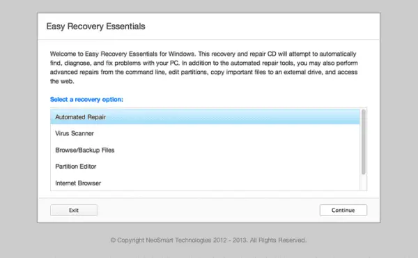 easy recovery essentials fix 0xc000000e